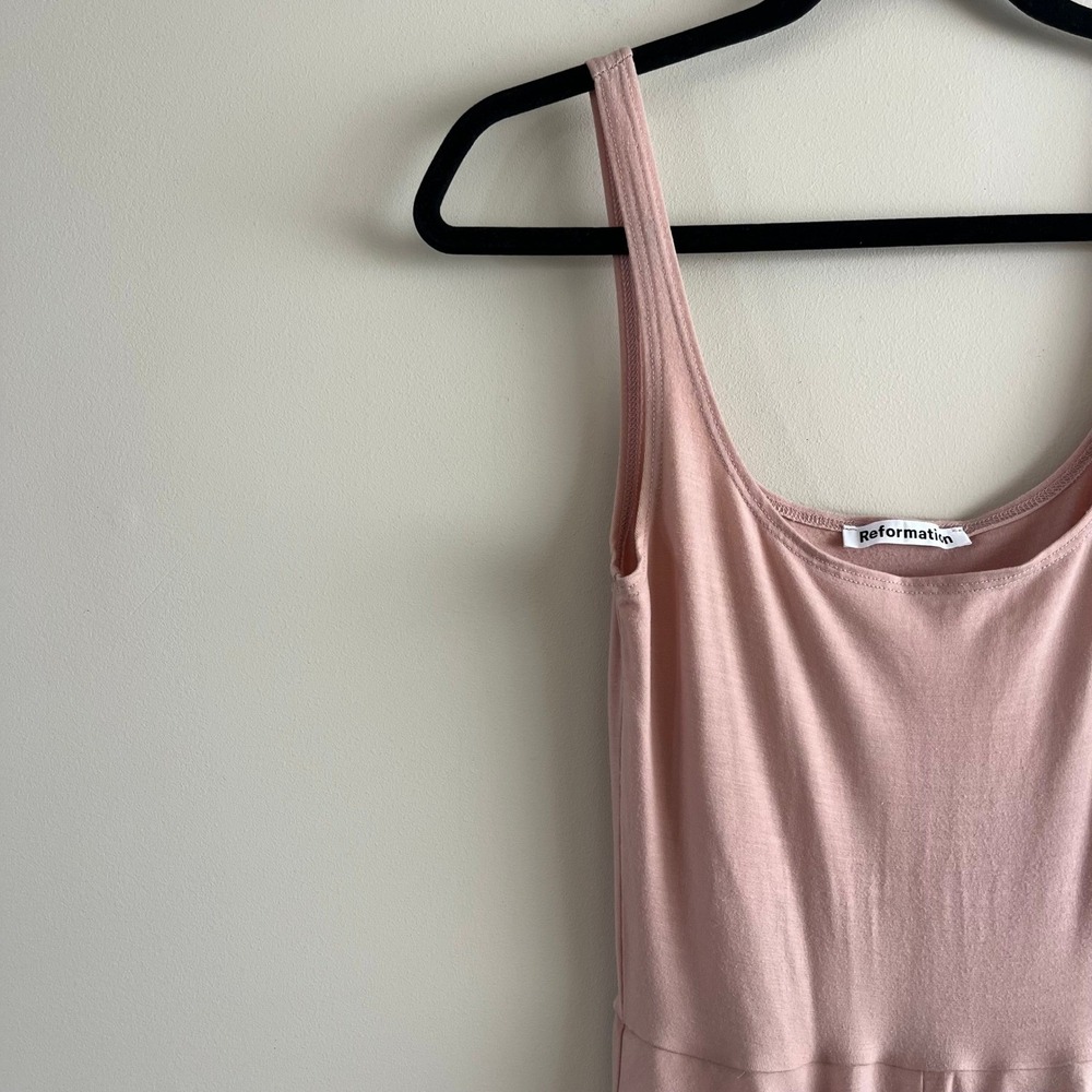 Reformation Rou Dress Blush Pink Fit and Flare Tank Midi Size S Ballet Softgirl - Picture 3 of 7